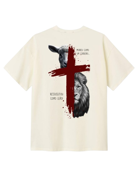 Camiseta Oversized Cordeiro e Leão