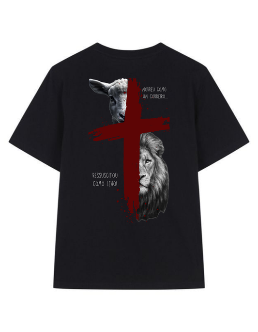 Camiseta Oversized Cordeiro e Leão
